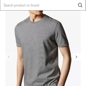 TED BAKER MEN’S NAVY STRIPED SHORT SLEEVE ONICE TEE SHIRT SIZE 5 - LARGE